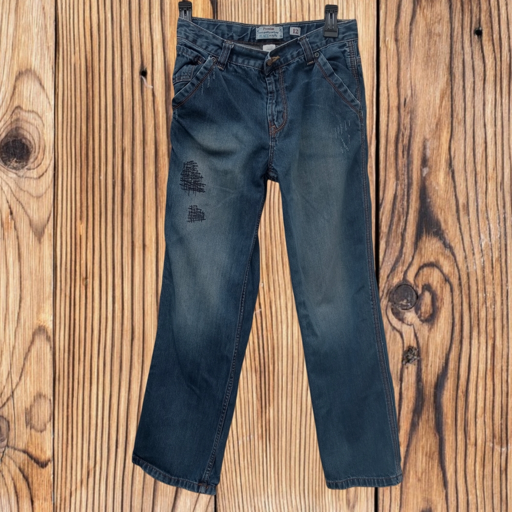 S) Children’s Place Premium Denim Jeans Size 12 Boys Distressed Cotton Workwear